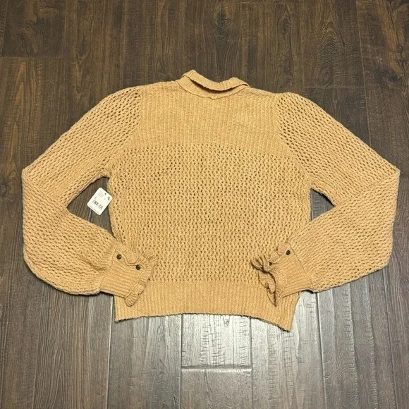 Free People Snowdrift Pullover Camel Heather Sweater Size Large Women - Picture 6 of 12